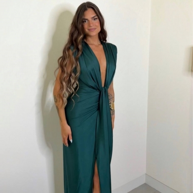 VESTIDO NUDO VERDE ESMERALDA
