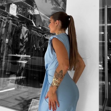 PREVENTA VESTIDO NUDO CELESTE