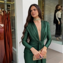 VESTIDO NUDO MANGA VERDE...