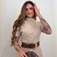 VESTIDO BOTONES BEIGE 2