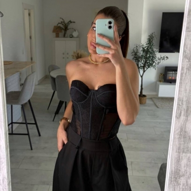 PREVENTA CORSET ENCAJE NEGRO