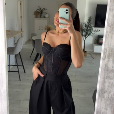 PREVENTA CORSET ENCAJE NEGRO