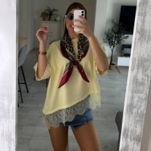 CAMISETA ASIMÉTRICA ENCAJE...