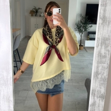 CAMISETA ASIMÉTRICA ENCAJE...