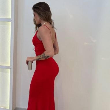 VESTIDO ESCOTE V ROJO