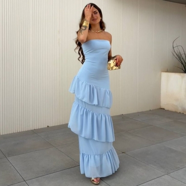 VESTIDO PALABRA DE HONOR VOLANTES...