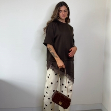 CAMISETA VESTIDO ENCAJE CHOCO