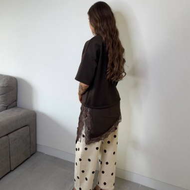 CAMISETA VESTIDO ENCAJE CHOCO