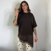 CAMISETA VESTIDO ENCAJE CHOCO