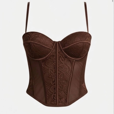 CORSET ENCAJE CHOCO