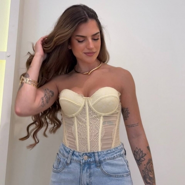 CORSET ENCAJE AMARILLO MANTEQUILLA