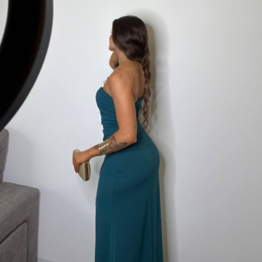 PREVENTA VESTIDO ESCOTE PETRÓLEO