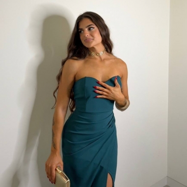 PREVENTA VESTIDO ESCOTE PETRÓLEO