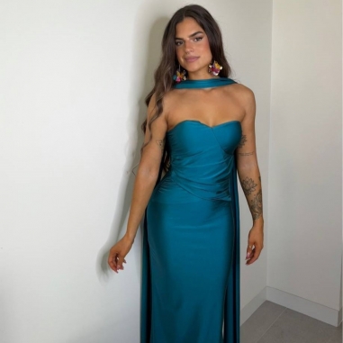 PREVENTA VESTIDO GARGANTILLA PETRÓLEO