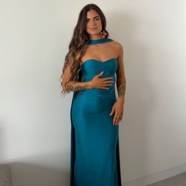 PREVENTA VESTIDO GARGANTILLA PETRÓLEO