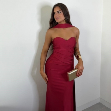 PREVENTA VESTIDO GARGANTILLA VINO