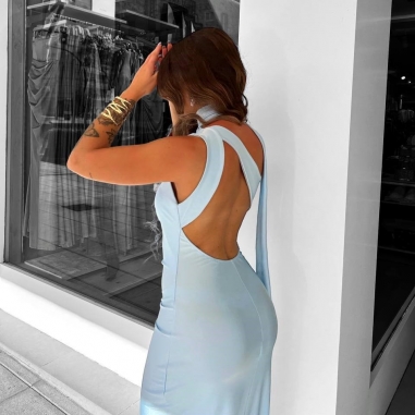 VESTIDO LAZADA CELESTE