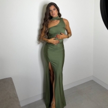 VESTIDO LAZADA VERDE CAQUI 2