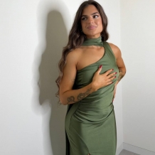 VESTIDO LAZADA VERDE CAQUI