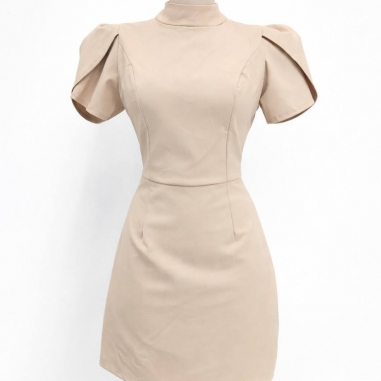 VESTIDO CORTO BOTONES BEIGE