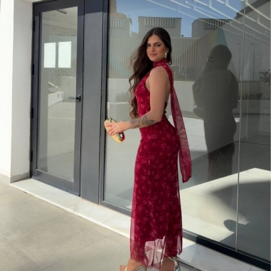 VESTIDO TUL ESTAMPADO LAZADA