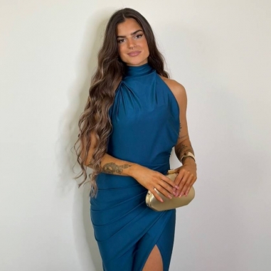 VESTIDO HALTER PETRÓLEO