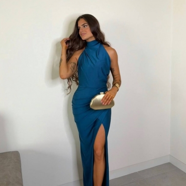 VESTIDO HALTER PETRÓLEO