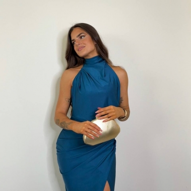 VESTIDO HALTER PETRÓLEO