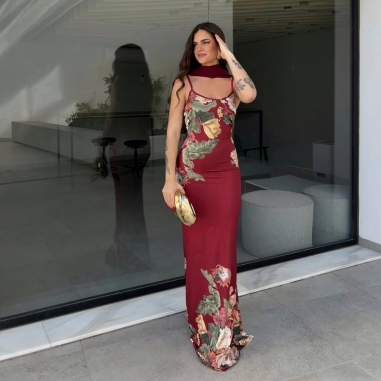 VESTIDO FLORA  VINO