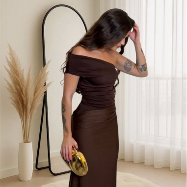 VESTIDO COMBINADO CHOCO