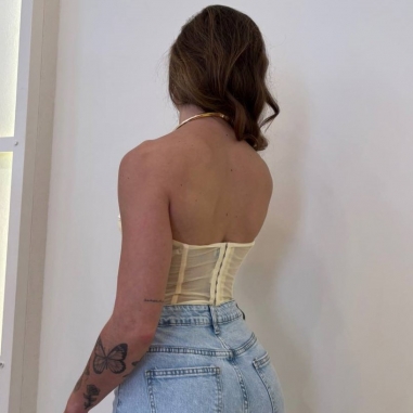 CORSET ENCAJE AMARILLO MANTEQUILLA