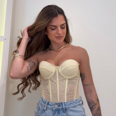 CORSET ENCAJE AMARILLO MANTEQUILLA