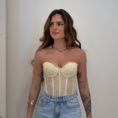 CORSET ENCAJE AMARILLO MANTEQUILLA