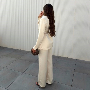 CONJUNTO TRAJE SATÉN CHAMPÁN