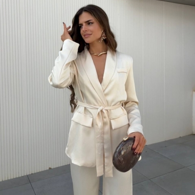 CONJUNTO TRAJE SATÉN CHAMPÁN