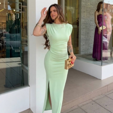 VESTIDO HOMBRERAS LÁGRIMA MENTA