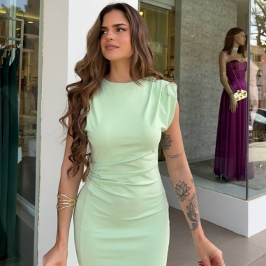 VESTIDO HOMBRERAS LÁGRIMA MENTA