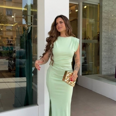 VESTIDO HOMBRERAS LÁGRIMA MENTA