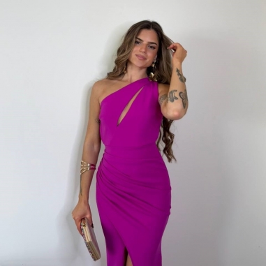 VESTIDO ABERTURAS FUCSIA