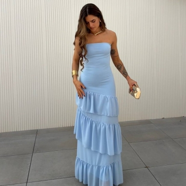 VESTIDO PALABRA DE HONOR VOLANTES...