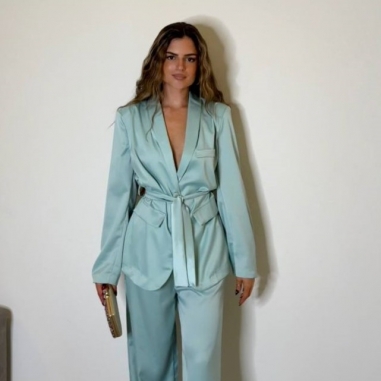 CONJUNTO TRAJE SATÉN MENTA