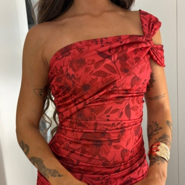 VESTIDO BELLA ESTAMPADO VINO