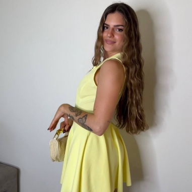 MONO VUELO CINTURÓN ENCAJE AMARILLO...