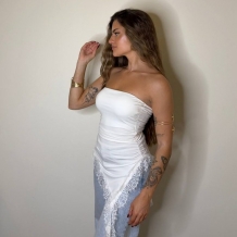 TOP ASIMÉTRICO ENCAJE BLANCO