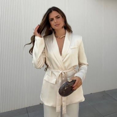 CONJUNTO TRAJE SATÉN CHAMPÁN