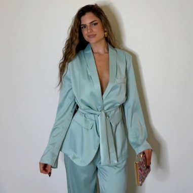 CONJUNTO TRAJE SATÉN MENTA