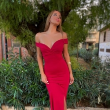 VESTIDO ESCOTE BARCO VINO 2