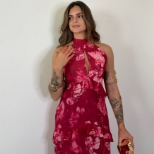 VESTIDO ESTAMPADO VOLANTES...