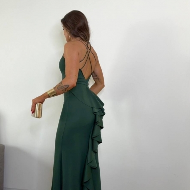 PREVENTA VESTIDO SIRENA VERDE BOTELLA