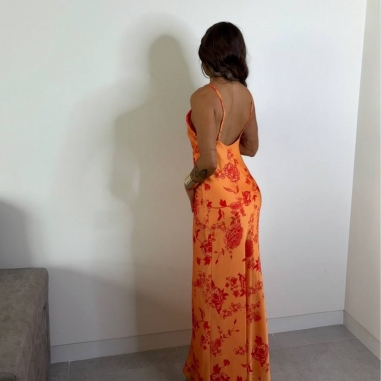 PREVENTA VESTIDO SATÉN ESTAMPADO